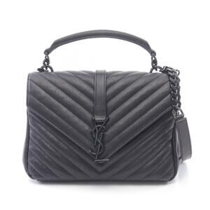 Saint Laurent Paris College Handbag Leather Black